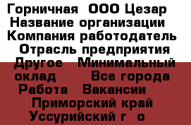 Горничная. ООО Цезар › Название организации ­ Компания-работодатель › Отрасль предприятия ­ Другое › Минимальный оклад ­ 1 - Все города Работа » Вакансии   . Приморский край,Уссурийский г. о. 